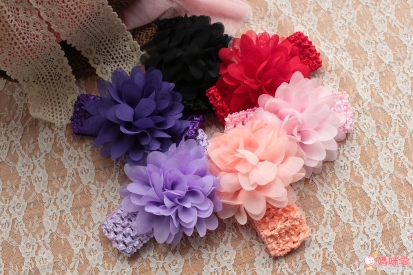 俏麗女童雪紡花髮帶