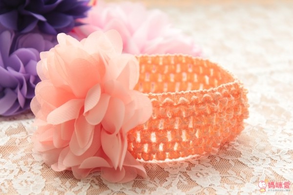 俏麗女童雪紡花髮帶