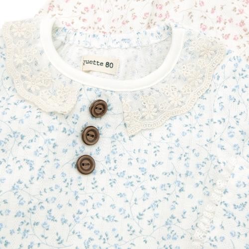 Biquette 蕾絲領小碎花棉 T