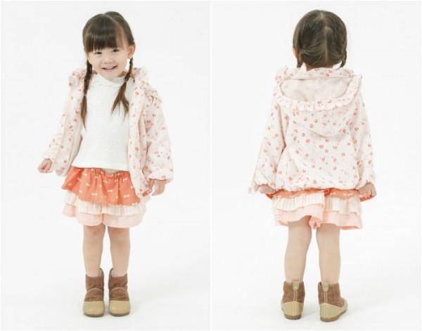 Lily ivory碎花防風連帽外套