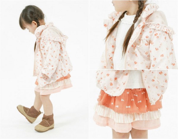 Lily ivory碎花防風連帽外套