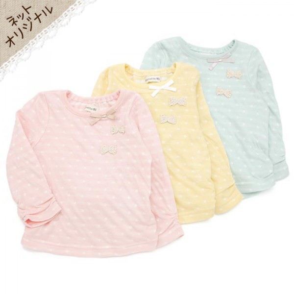 Biquette小蝴蝶結縮袖接結天竺棉 T