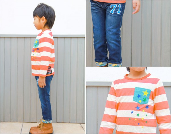 Bobson純棉條紋星星長袖 T