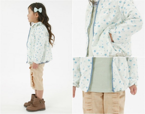 Lily ivory碎花防風連帽外套