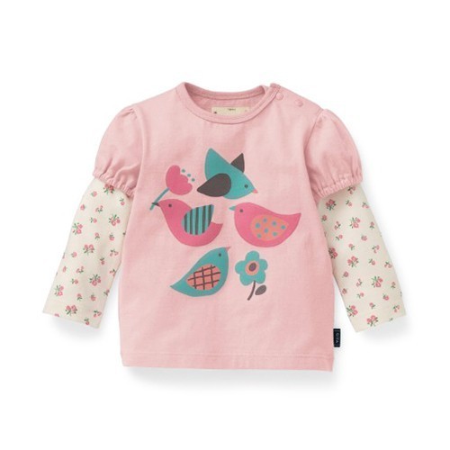 日本千趣會 假兩件印花長袖純棉T恤