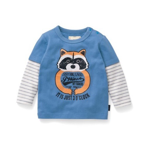 日本千趣會 假兩件印花長袖純棉T恤