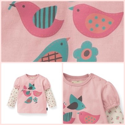 日本千趣會 假兩件印花長袖純棉T恤