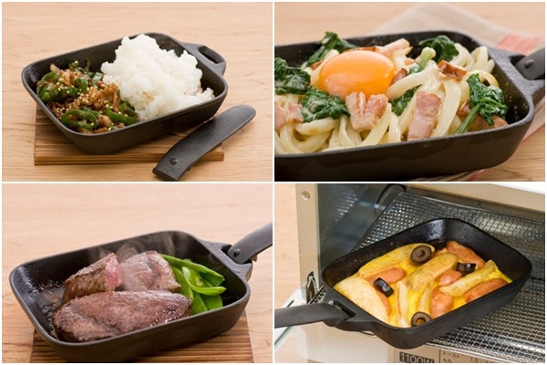 日本 OIGEN 日本製小燉烤鑄鐵平底鍋兩件組