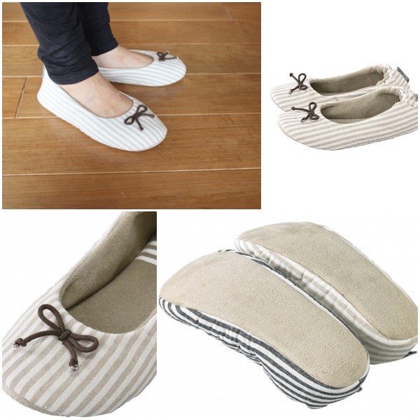 日本 SPICE: NEW DAY 蝴蝶結條紋室內拖鞋