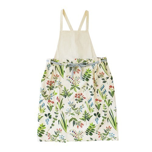 英倫花卉後背交叉綁帶式媽媽圍裙