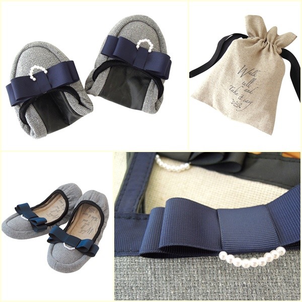 Pearl Ribbon 珍珠優雅攜帶型室內拖鞋