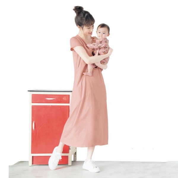 迪士尼哺乳親子短袖長洋裝