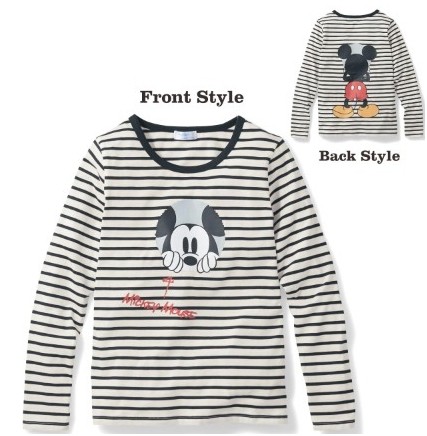 迪士尼媽咪條紋印花長袖 T 恤