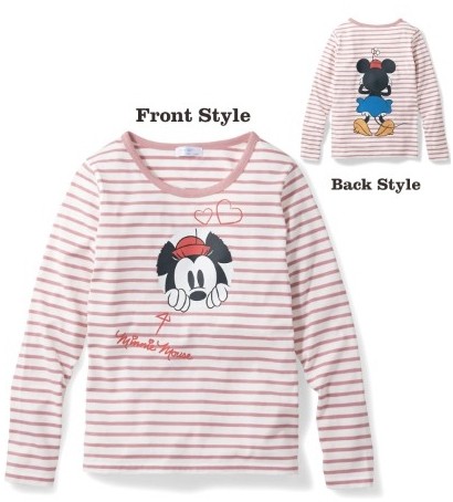 迪士尼媽咪條紋印花長袖 T 恤