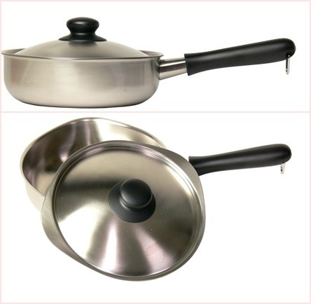 日本柳宗理:不鏽鋼霧面有蓋單手鍋 22cm