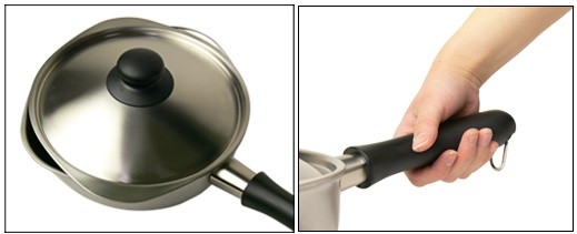 日本柳宗理:不鏽鋼霧面有蓋單手鍋 22cm