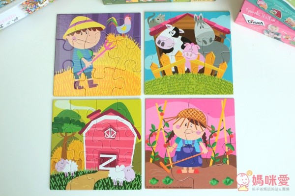 NEW！漸進式 4, 6, 9, 12片拼圖 - 農場動物組