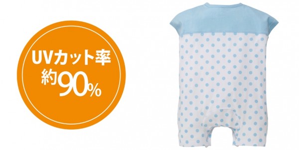  Benesse 抗 UV 涼感前開扣包屁衣（天藍）