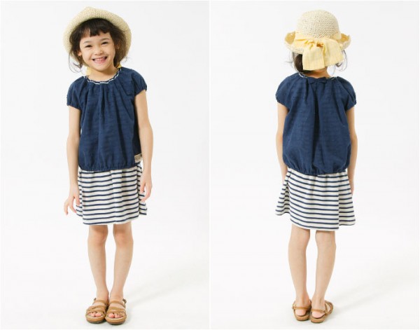 Lily ivory 假兩件條紋優雅棉質洋裝