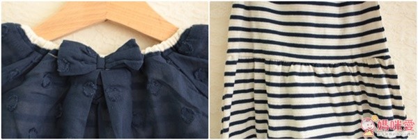 Lily ivory 假兩件條紋優雅棉質洋裝