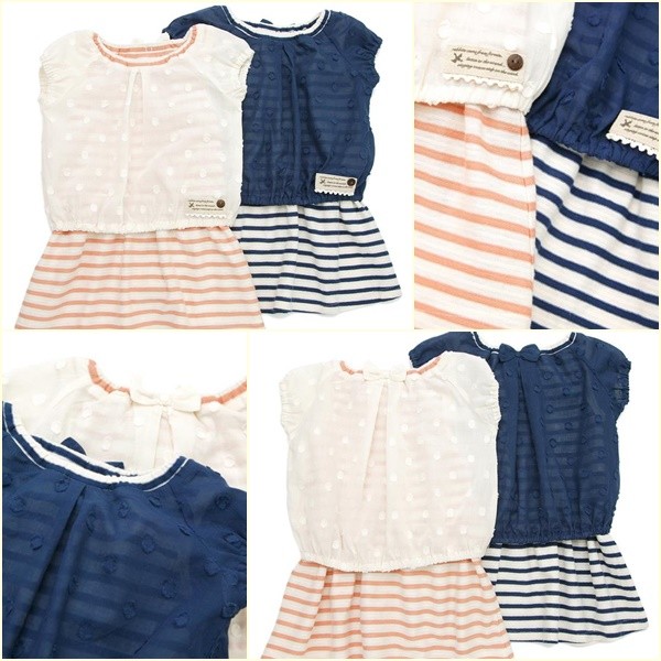 Lily ivory 假兩件條紋優雅棉質洋裝