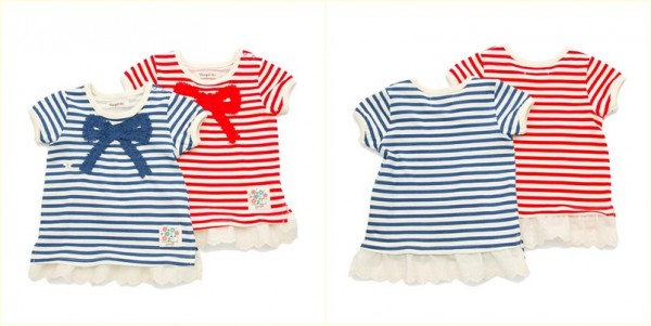 Youpi! 蝴蝶結條紋可愛短袖棉 T