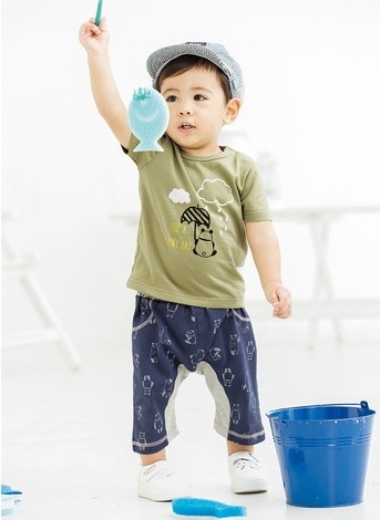 天竺棉男寶短袖印刷上衣兩件組