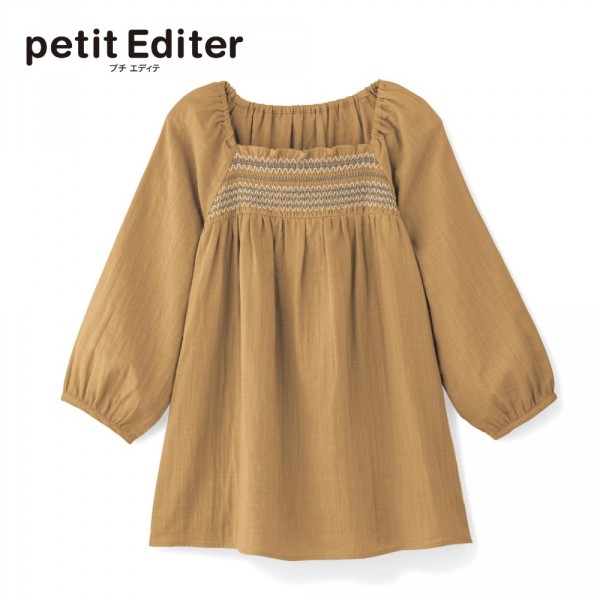 皺摺刺繡純棉媽咪親子上衣