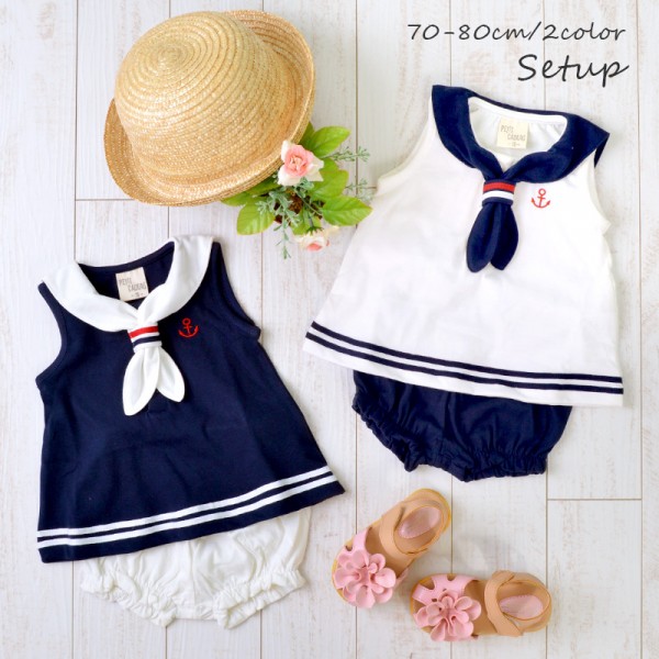 日本 PETIT CADEAU 無袖水手服上衣&南瓜短褲