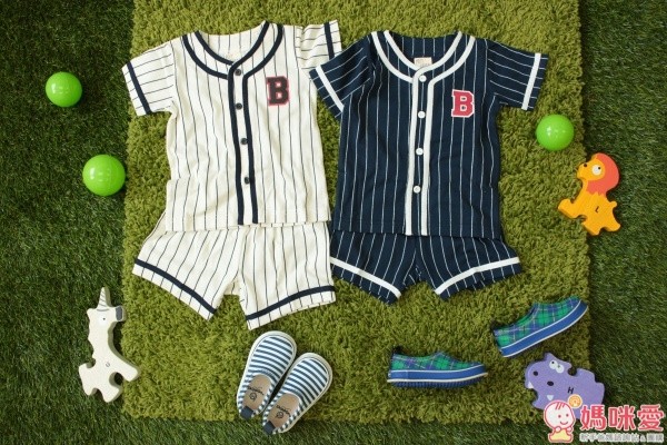 日本 PETIT CADEAU 棒球制服短袖上衣&腹卷短褲