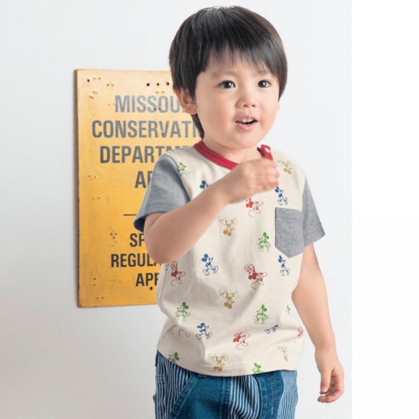 天竺棉滿版米奇口袋短袖T恤