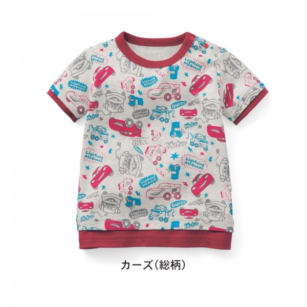 天竺棉印刷圖案假兩件短袖T恤