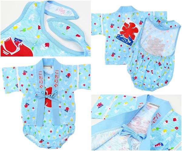 日本 CROISSANCE BEBE 純棉露背包屁衣+罩衫