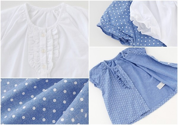 日本 Chuckle Baby 荷葉花邊短袖襯衫