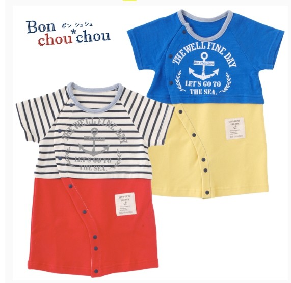 日本 Chuckle Baby 新生兒海軍風連身衣