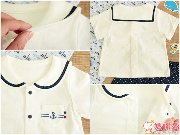 日本 Chuckle Baby 帆船風短袖上衣+短褲套組