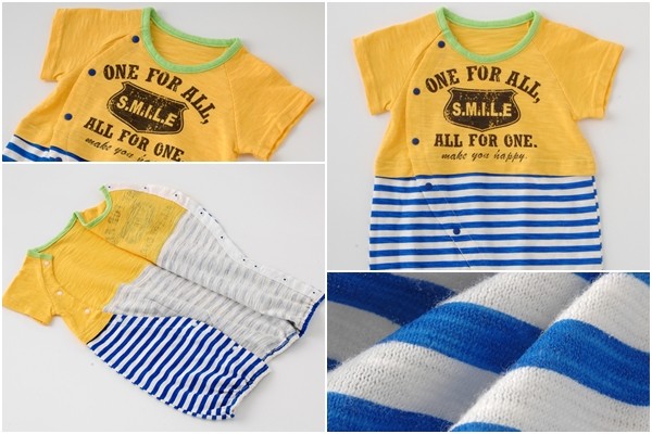 日本 Chuckle Baby 新生兒 2way 兩穿短袖條紋兔裝