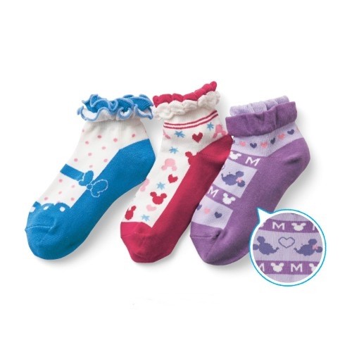 日本千趣會 襪底配色迪士尼童襪三雙組