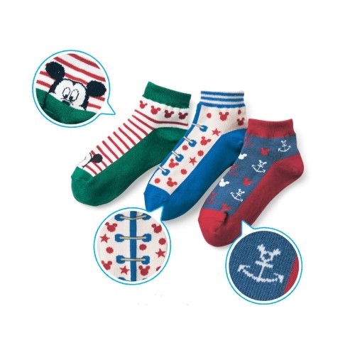 日本千趣會 襪底配色迪士尼童襪三雙組