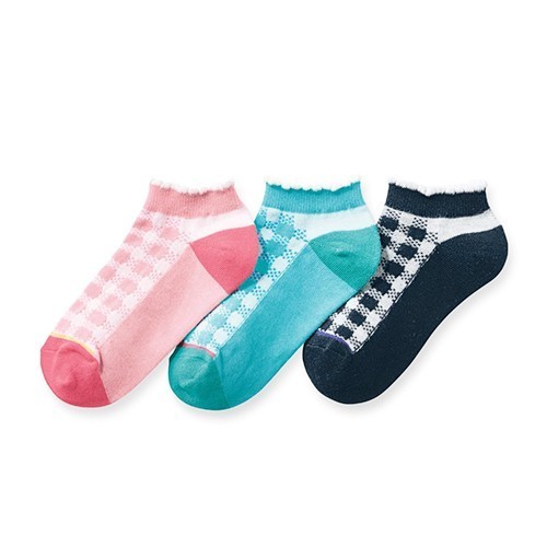日本千趣會 襪底配色透氣女寶襪三雙組