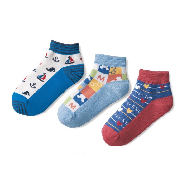 日本千趣會 襪底配色迪士尼童襪三雙組