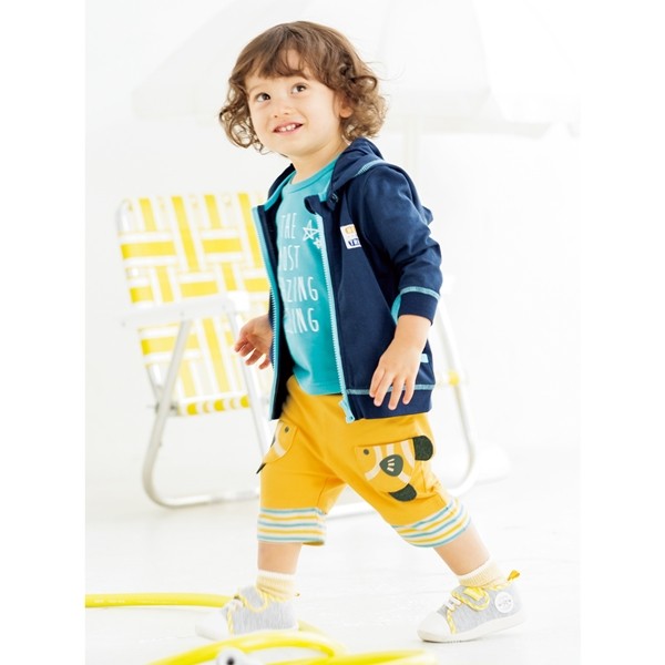 日本 Nissen 小魚口袋條紋拼接純棉短褲