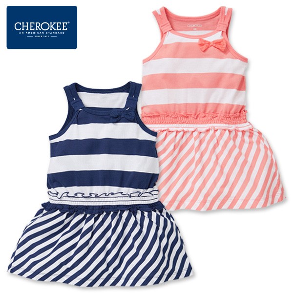 CHEROKEE 蝴蝶結條紋無袖連身洋裝