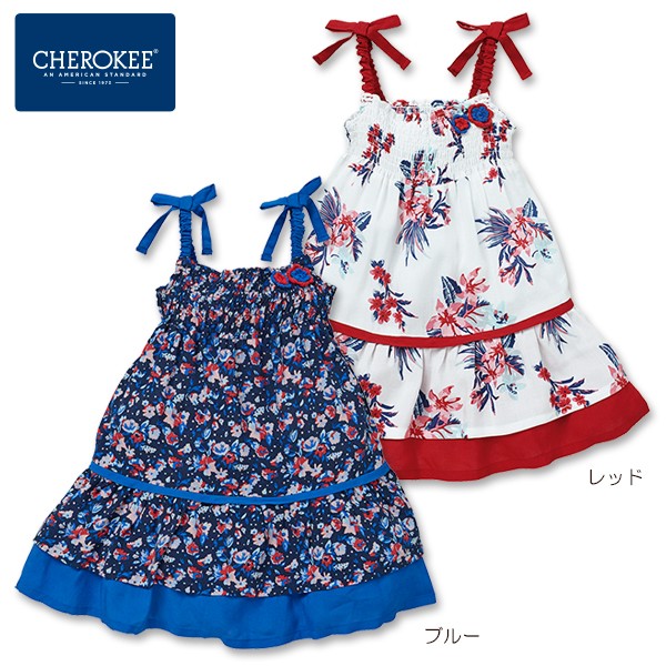 CHEROKEE 蝴蝶結細肩帶熱帶花草連身洋裝