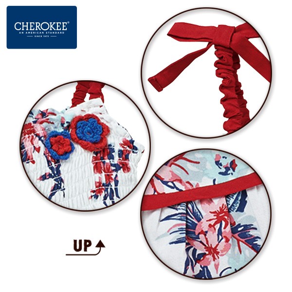 CHEROKEE 蝴蝶結細肩帶熱帶花草連身洋裝