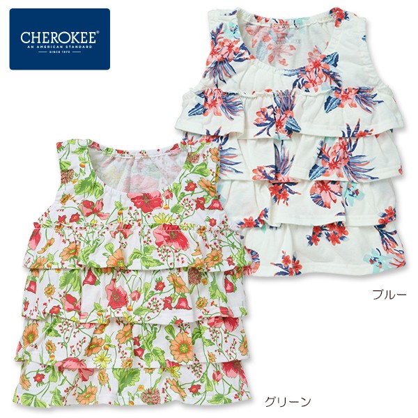 CHEROKEE 夏日花草多層荷葉邊純棉背心