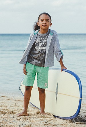 CHEROKEE 素色縫標亞麻短褲