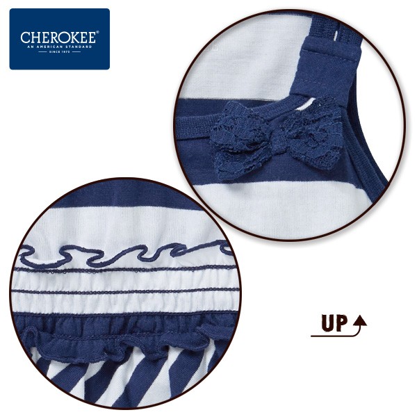 CHEROKEE 蝴蝶結條紋無袖連身洋裝