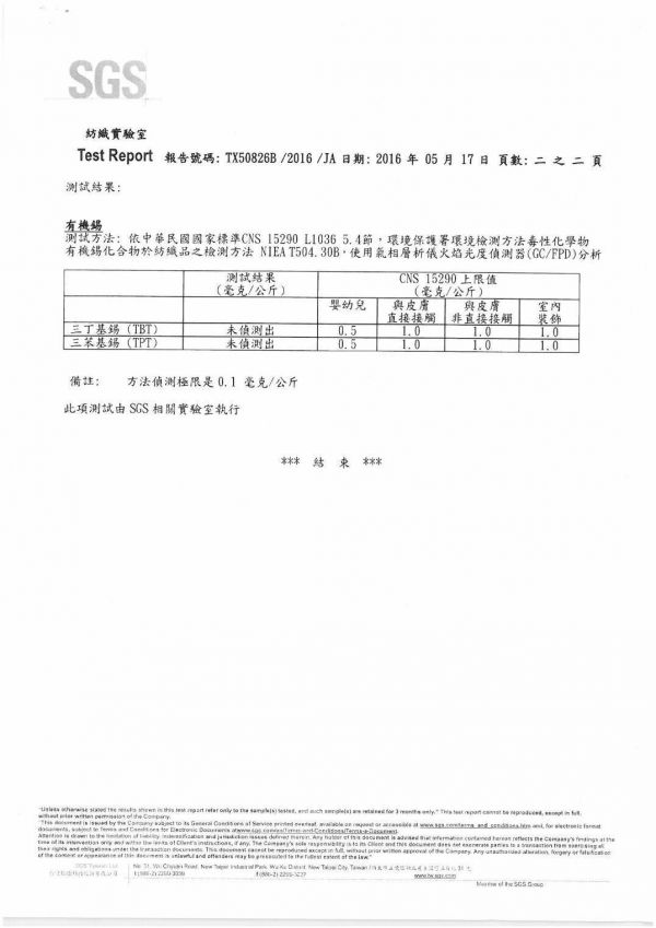SGS 合格檢驗報告