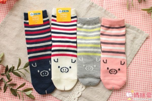 靴下屋 日本製小豬條紋親子襪